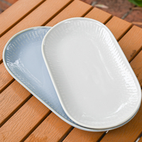 Vaisselle en porcelaine nordique haute température, assiette et bol bleus brillants, plat de service pour restaurant, vente en gros