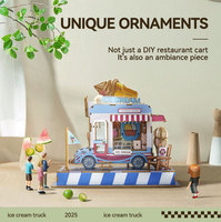 Kit de puzzle 3D en bois Camion de crème glacée avec chaise pliante, modèle diorama pour enfants, adolescents, collectionneurs, décoration intérieure, cadeau