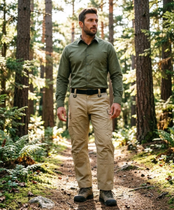 กางเกงคาร์โก้ผู้ชายทรงยุทธวิธี เอวสูง หลายกระเป๋า ทนทาน ระบายอากาศได้ดี เหมาะสำหรับเดินป่า ตั้งแคมป์ และเดินทางประจำวัน - Product Image 2