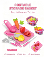 Ensemble de cuisine pour enfants avec fruits et légumes à découper, planche à découper, couteau de sécurité pour enfant, panier de rangement, jeu de rôle, cadeau