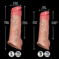 Manchon d'extension pénienne en silicone liquide souple, à pointe ouverte, motif à dents de loup, imperméable, pour retarder l'éjaculation, vente en gros d'usine