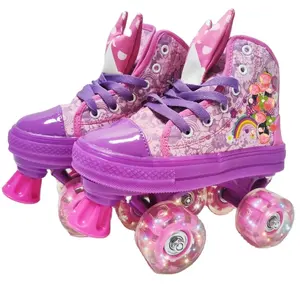 2023 Factory OEM All Light Up PU Wheels Patinas De Rodillos Roller Skates Murah for Girls Ages 6-12