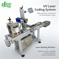 Machine de codage laser UV industrielle à alimentation automatique pour boîtes de stylos, pour la production de masse de papeterie et de produits chimiques quotidiens