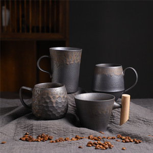 Nouvelles tasses à café en céramique créatives <span class=keywords><strong>pour</strong></span> <span class=keywords><strong>la</strong></span> maison avec motifs dorés, tasses à lait, tasses à petit-déjeuner en poterie rustique vintage - Product Image 1