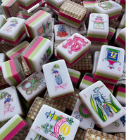 Tuiles de Mahjong Américaines de Style Zen Oriental Créatif - Motifs Plume de Cygne/Enveloppe/Fleur