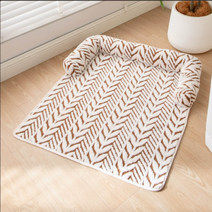 Cama para Mascotas Portátil Informal con Rayas Negras, con Almohadillas Laterales, Alfombra Suave de Felpa para Gatos - Product Image 5