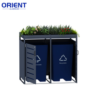 Boîte de rangement pour poubelle à roulettes Armoires de poubelles extérieures étanches Couvercle de poubelle en métal avec serrures Hangar de poubelle de jardin durable