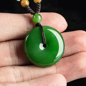 Hot Selling Natural Hetian Jade Jasper Safety Buckle Pendant For Men And Women Green Jade Peace Buckle Necklace Pendant