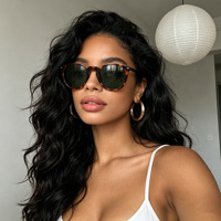 Lunettes de soleil UV400 modernes de haute qualité pour femme et unisexe, monture ronde classique en acétate, logo personnalisé, fabricant de lunettes de luxe et de mode