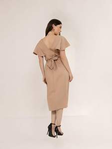 Maxi abito Casual da donna VES-0014 elegante evangelico con fiocco e volant in tinta unita <span class=keywords><strong>su</strong></span> <span class=keywords><strong>misura</strong></span> per la moda estiva - Product Image 4