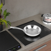 Poêle à frire de qualité professionnelle en acier inoxydable 304 avec cœur en aluminium triple, finition satinée, compatible gaz et induction, durable et écologique