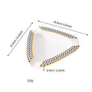 Dongyang Ceramics European Style Ceramic <b>Ashtray</b> White Geometric Pattern For Cigar Home Office Use Gift - Product Image 2