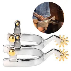 Anti-rust Western Stainless Steel Horse Spurs with Copper Rowel Horse Racing Equipment