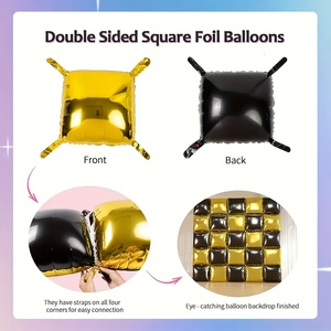 Décoration de fête personnalisée Double face carré feuille ballons hélium noir or toile de fond mur ballons arc pour fête remise des diplômes - Product Image 2