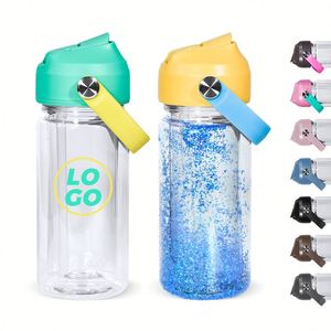 Bouteille d'eau personnalisée 10oz pour enfants avec paille, double paroi, effet boule à neige, pour le shopping, avec couvercle - Product Image 2