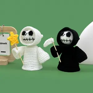 Venta al por mayor de ganchillo de Halloween tejido a mano fantasma muñeca pequeño diablo <span class=keywords><strong>muerte</strong></span> juguetes de peluche emocionales decoraciones de fiesta - Product Image 3
