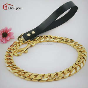 Accessori di moda di lusso 20mm di larghezza a catena in acciaio inossidabile collana personalizzata per cani a maglie cubane in oro collare a catena - Product Image 6