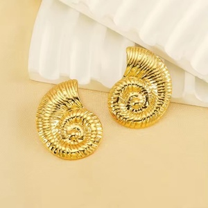 Women's Geometric Conch Braided Earrings <b>Titanium</b> Steel Plated 18K Gold Stylish Stainless Steel Fashion Jewelry With Hook Shape - Product Image 4