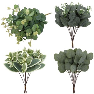 Ramo de hojas de eucalipto artificial de plástico para decoración de bodas y el hogar - Product Image 1