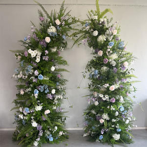 D-HOA059 Hot <b>sales</b> wedding blue horn flower arch rose horn flower arch backdrop wedding horn flower arch artificial silk <b>decor</b> - Product Image 6