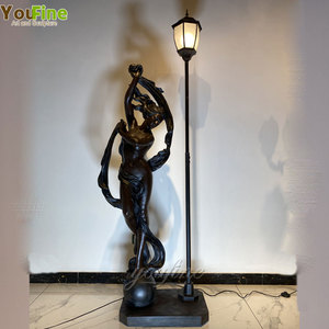 Decorativa hermosa de resina de fibra de vidrio estatua lámpara puesto en Color de bronce - Product Image 2
