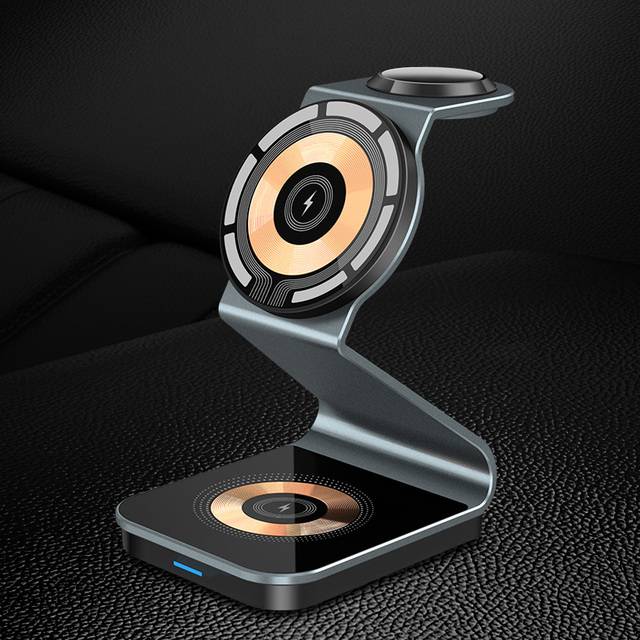3 in 1 Smart Fast Charging Mobile Phone Watch Universal Magnetic Multi Coil Wireless Charger Station for iPhone 12 13 14