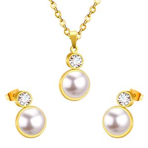 Fashion Stainless Steel 18k Gold Fresh <b>Pearl</b> Women Jewelry <b>Sets</b> for Girl - Product Image 1