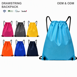 Mochila plegable con cordón, ligera, de poliéster, reutilizable, para viajes, compras y excursiones de un día - Product Image 1