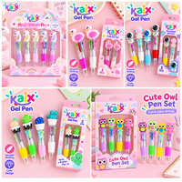 Pulpen Gel Plastik Multicolor Kartun Kreatif KAIX 0.5mm Pulpen Gel Ballpoint Capybara O.5 Biru untuk Anak-anak