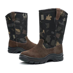 Men Snow Boots <b>Brown</b> <b>Wool</b> Lined Mid Heel Warm Winter Boot High Top Outdoor Use - Product Image 3