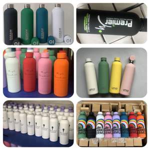 Bouteille d'eau en acier inoxydable personnalisée, grande et fine, 500 ml, double paroi, sous vide, réutilisable, chaude/froide, pour adultes, vintage, peinte en caoutchouc - Product Image 6