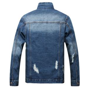 <span class=keywords><strong>Trendy</strong></span> Fashion Washed Classic Casual Blue Slim Fit strappato Trucker Jean Coat Mens Distressed Denim Jacket - Product Image 2