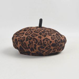 Autumn Winter Stylish Leopard Suede Bucket <b>Hat</b> Beret <b>Hat</b> <b>for</b> Fashion Women - Product Image 1