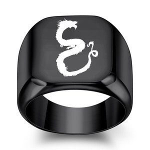 Anillo cuadrado de dragón de acero inoxidable de 18 mm, regalo de joyería de moda para hombre - Product Image 4