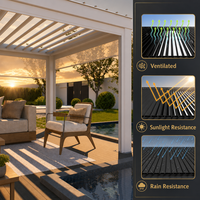 Pergola bioclimatique motorisée en aluminium à lames orientables, écoénergétique, imperméable, avec toit réglable, protection solaire, respectueuse de l'environnement