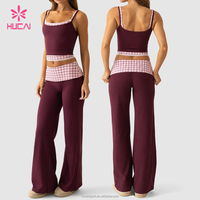 Pantalon de yoga évasé double couche de haute qualité pour femme, avec revers, idéal pour le fitness et la gym