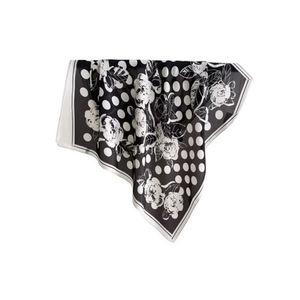 Foulard Quadrato Piccolo a Pois con Rose 70x70cm, Accessorio Moda per Donna - Product Image 1