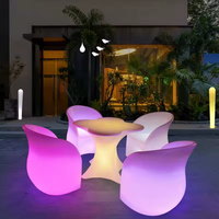 Meubles LED d'extérieur commerciaux pour événements, en plastique PE durable, tables et chaises lumineuses en forme de fleur de prunier pour mariages, hôtels et bars à vin (Dropshipping)