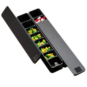 7日間スライドフィルオーガナイザー<span class=keywords><strong>AM</strong></span>/PMプッシュプルデザインCNC加工ステンレススチール純粋なアルミニウムカスタマイズ可能な毎日の薬 - Product Image 1