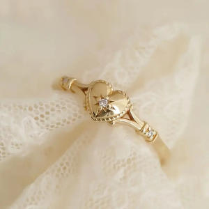 Anello con Diamante Taglio Cuore A098 in Oro Massiccio 18K, Diamante Naturale, Gioiello Romantico da Donna per Fidanzamento - Product Image 2