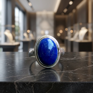 2017 Handmade Silver <b>Lapis</b> <b>Ring</b> Sterling Silver Diamond and Pearl Stone <b>Ring</b> Elegant Wedding Jewelry with Setting Inlay - Product Image 1