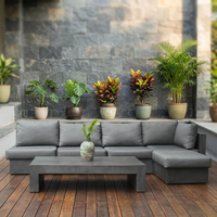 Ensemble de canapés modulaires d'extérieur en ciment imperméable, moderne, écologique, durable, avec coussins premium à séchage rapide pour jardin, patio et salon