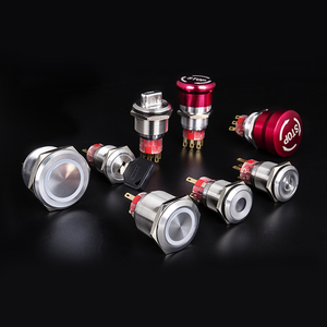 Produsen industri utama HBAN 22mm tombol tekan logam saklar mengunci sendiri Reset biasanya terbuka normal tertutup IP67 dengan LED - Product Image 4
