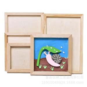 Marco de fotos de madera rectangular hecho a mano para mesa, manualidad para niños, marco 3D DIY - Product Image 3