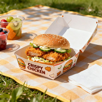 Boîtes en carton kraft pour restaurants de restauration rapide, écologiques, de qualité alimentaire, imprimées sur mesure, avec logo