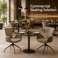 Fauteuil pivotant contemporain à dossier haut, revêtement en lin de qualité supérieure, surpiqûres cannelées, base métallique, idéal pour hôtel, salon, bureau, restaurant