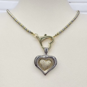 BD-D1199 Collana con Ciondolo a Cuore Placcato Oro, Pendente a Cuore Cavo con Zirconia Cubica, Charm d'Amore per Collana, Gioielli di San Valentino - Product Image 3