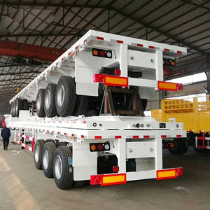 Meilleur prix Vercoe 30 40 50 tonnes 2 3 4 essieux semi-remorque plateau remorque porte-conteneurs 48 pieds 40 pieds 20 pieds remorque plateau à vendre - Product Image 2