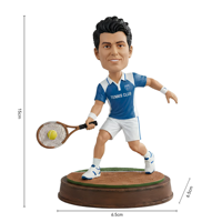 Figurine de joueur de tennis personnalisée en polyrésine, base de figurine sportive, décoration de bureau, jouet à tête oscillante, peinte à la main, vente en gros