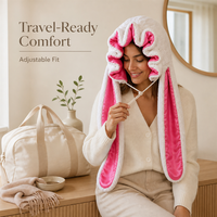 Bonnet d'hiver en gros avec oreilles de lapin, doux, en peluche, doublé satin, ajustable, circonférence de la tête 35 cm, longueur des oreilles 40 cm